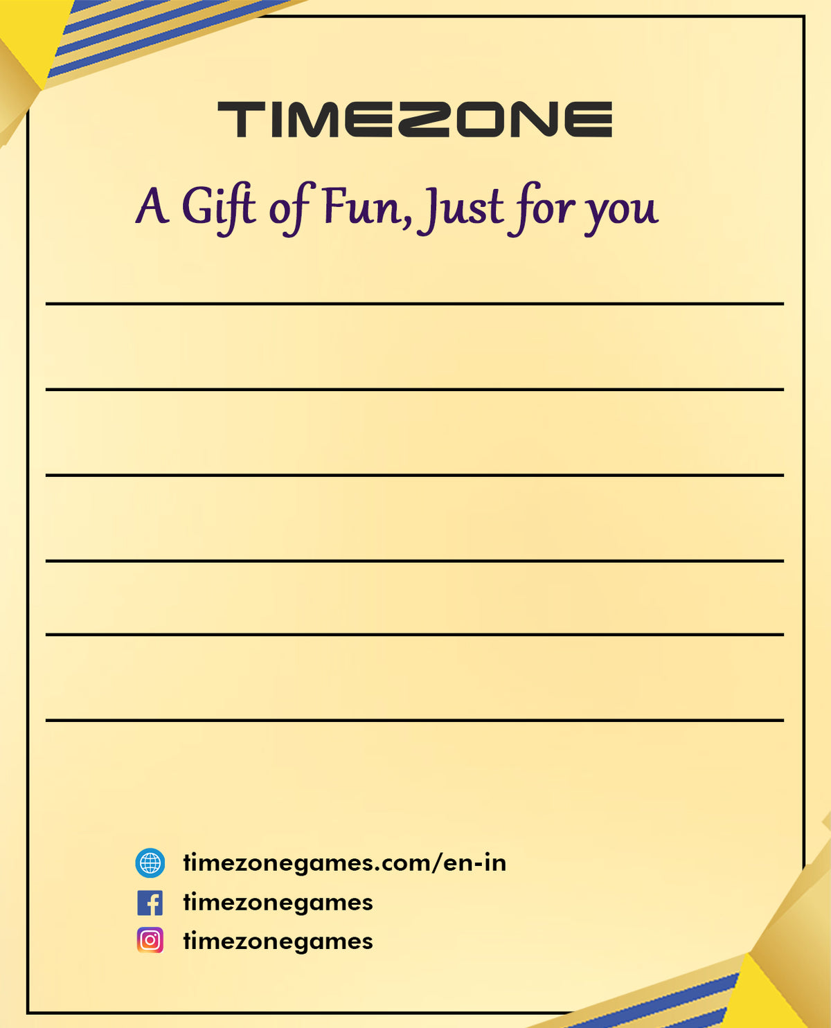 Timezone Party Card Timezone Gift Card – Timezone Entertainment India